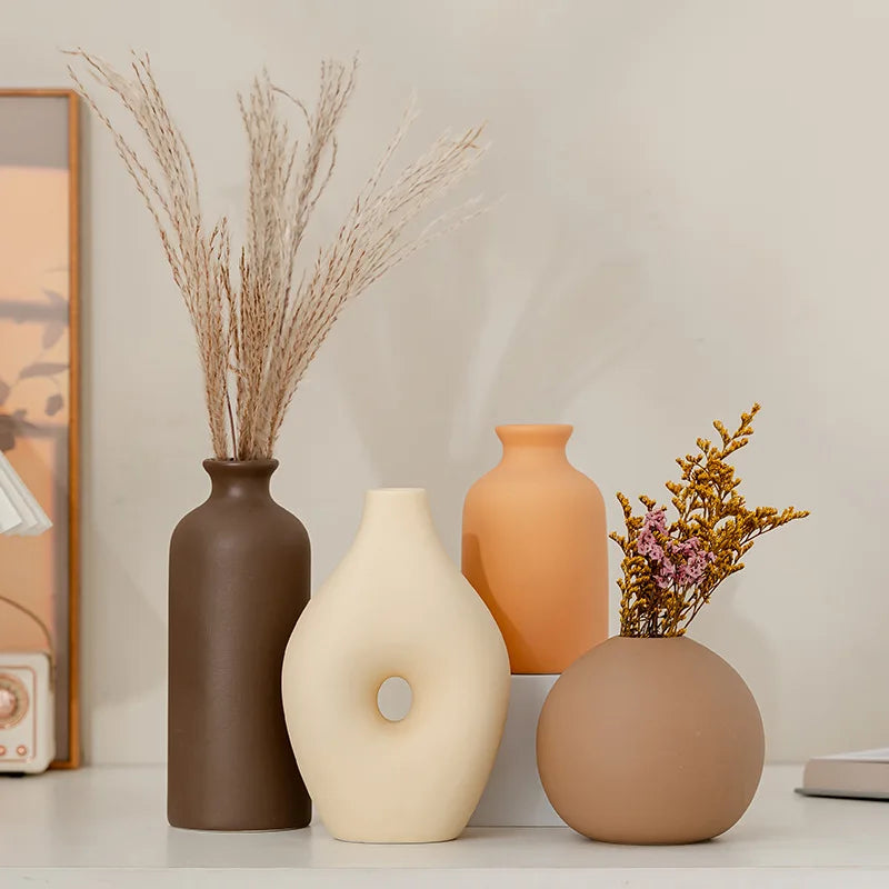 vases céramique marron moderne décoration salon sans logo transparents minimalistes