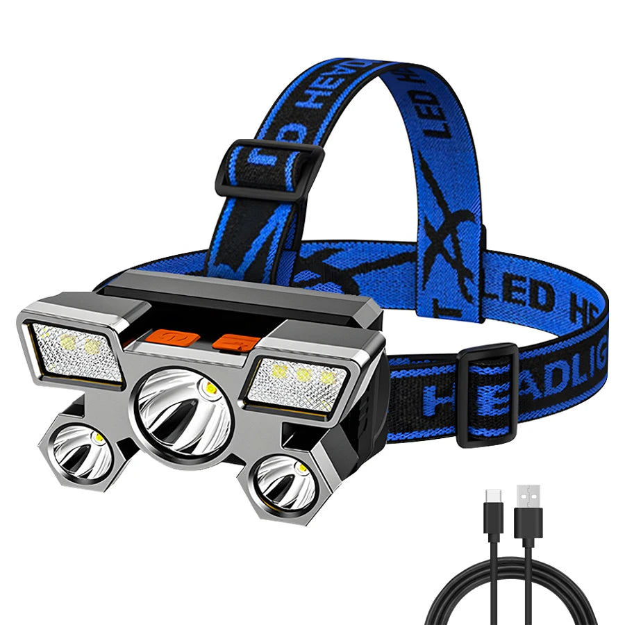 lampe frontale led rechargeable leds ipx4 étanche réglable noir orangeOutdoorRunningHikingCamping