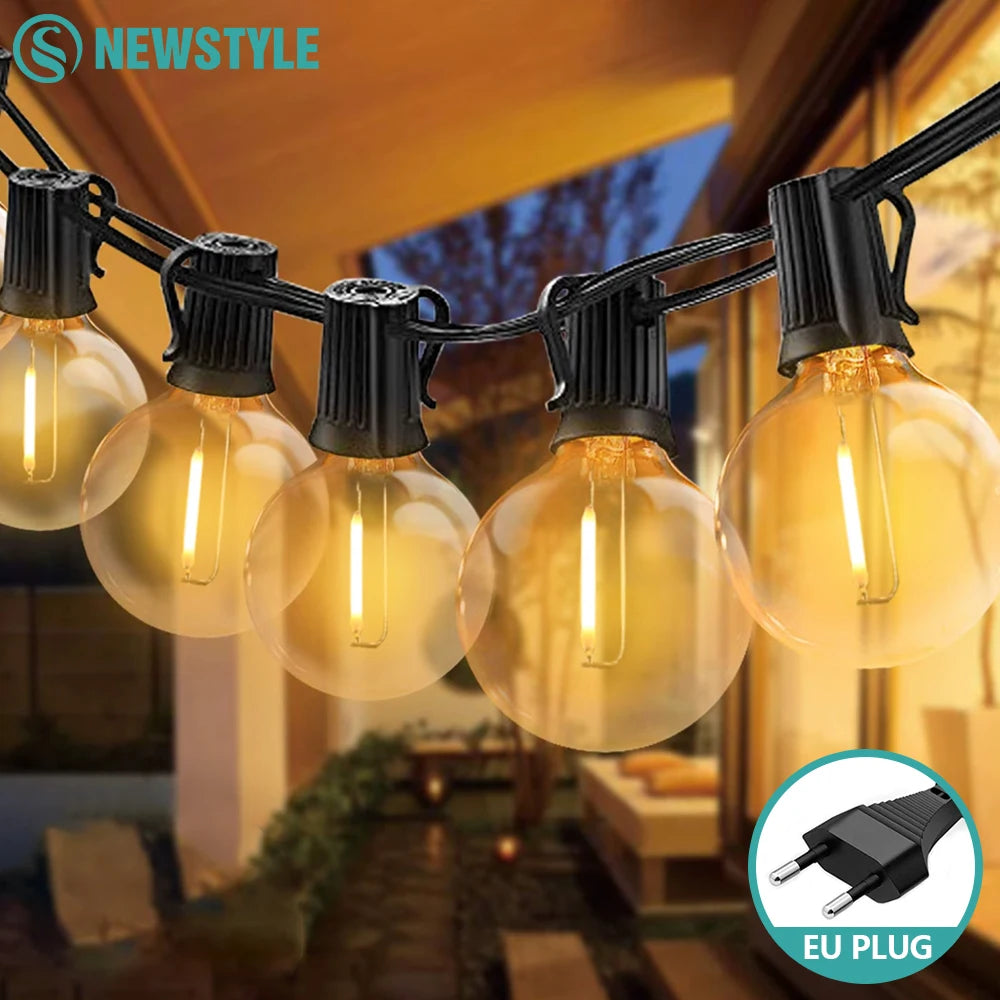 guirlande lumineuse led boules sphériques blanc chaud moderne clips extérieure décoration noël