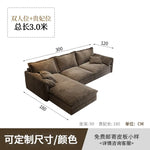 canapé d'angle marron clair velours mat moderne bois largeur 180cm longueur 360cm