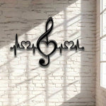 décoration murale noire notes musicales coeurs contemporaine minimaliste sans fixation 30cm 19.97cm