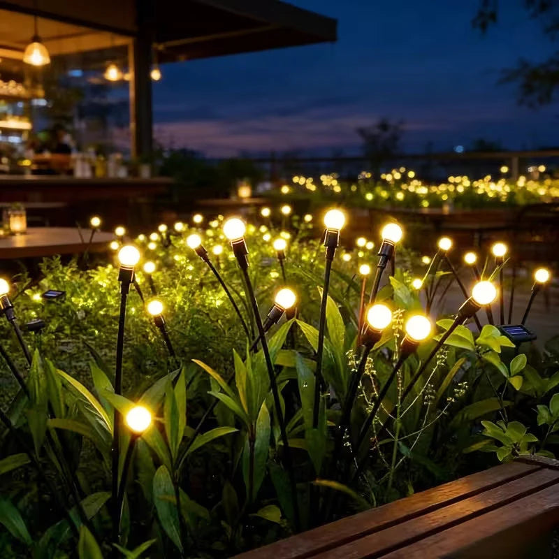 guirlande lumineuse solaire multicolore moderne extérieure boules rondes opaques tige métallique