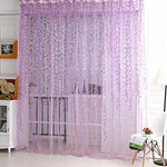 rideau decoratif feuilles saule violet transparent romantique maison