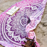 serviette plage ronde motif mandala boho chic coton polyester décorative grande plage été