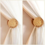 attaches rideau tressées moderne beige clair bois pack deux boucles chambre fenêtre