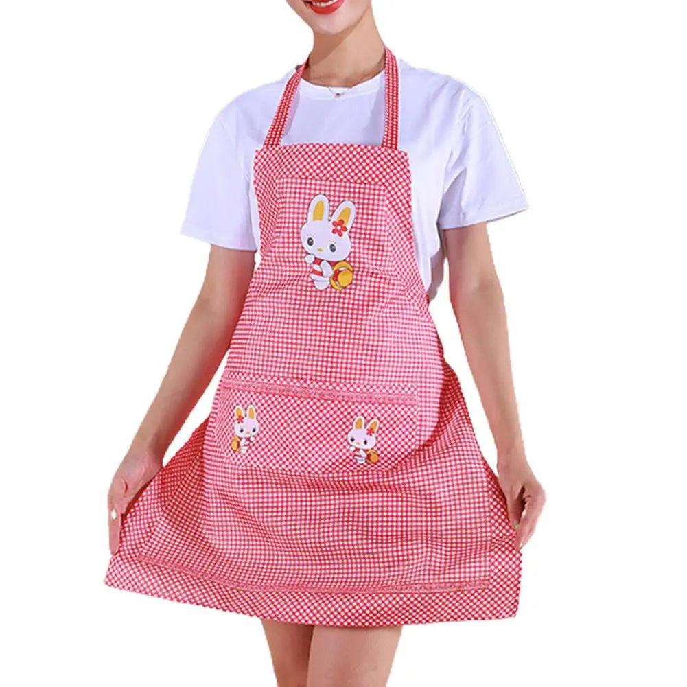 tablier cuisine rose bleu carreaux blancs lapin moderne décontracté poche collier