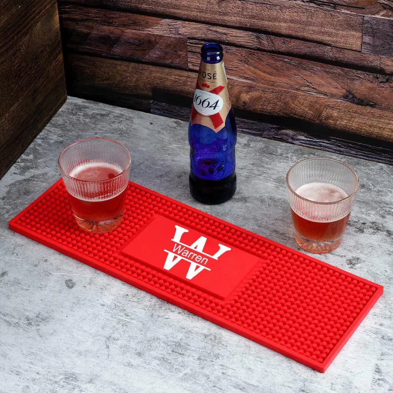 tapis bar personnalisable résine texturée noir moderne sous verre maison barman cadeau adulte