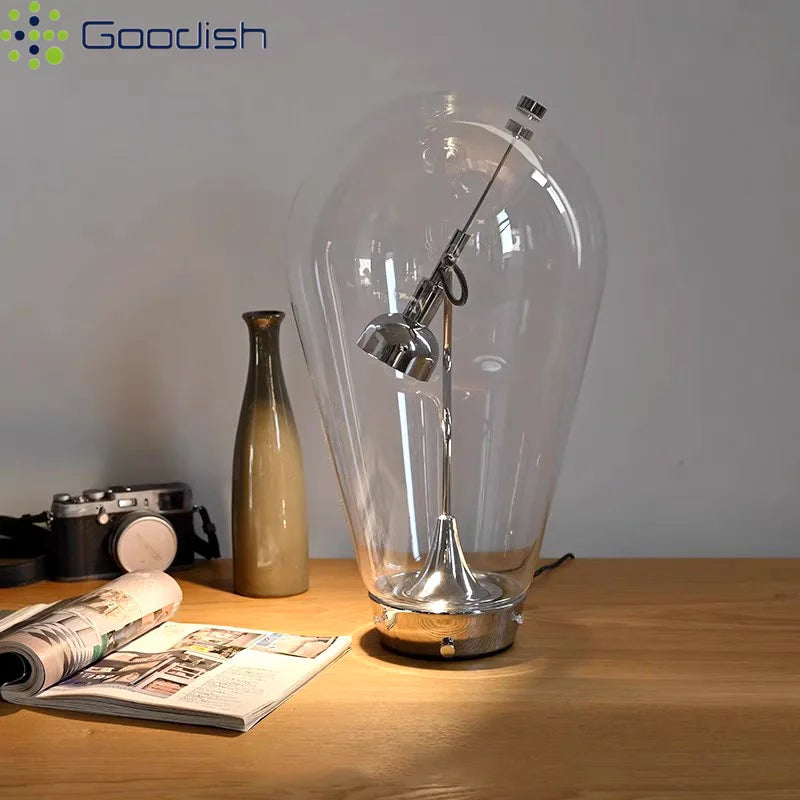 lampe table transparente moderne base métallique interrupteur tactile 6w led 90v