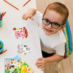 sticker animaux ferme multicolore cartoon adhésif diy activités enfants garçons filles fournitures bricolage artisanal