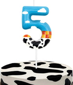 bougies numérotées anniversaire dessin animé motif animalier vache nuages carreaux