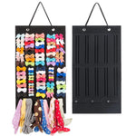 organisateur suspendu bows rangement tête rubans headbands rose noir tissu texturé vertical compartments
