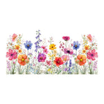 sticker mural fleurs sauvages aquarelle multicolore semi transparent 30x60cm decoration fenetre champetre floral artistique