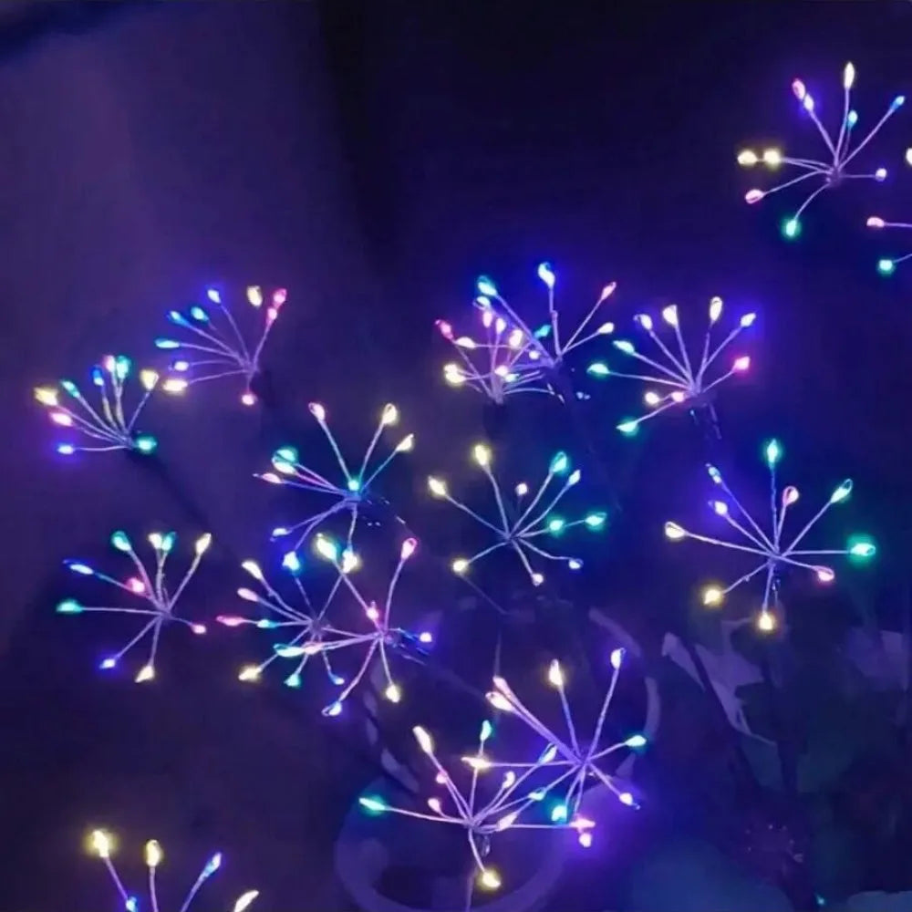 guirlande lumineuse solaire multicolore étoiles moderne fixation piquet extérieur jardin bleu vert jaune blanc