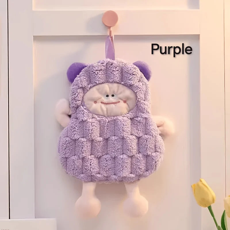 serviette toilette forme mouton couleur blanc rose violet texture relief décorative mignonne animalière anneau