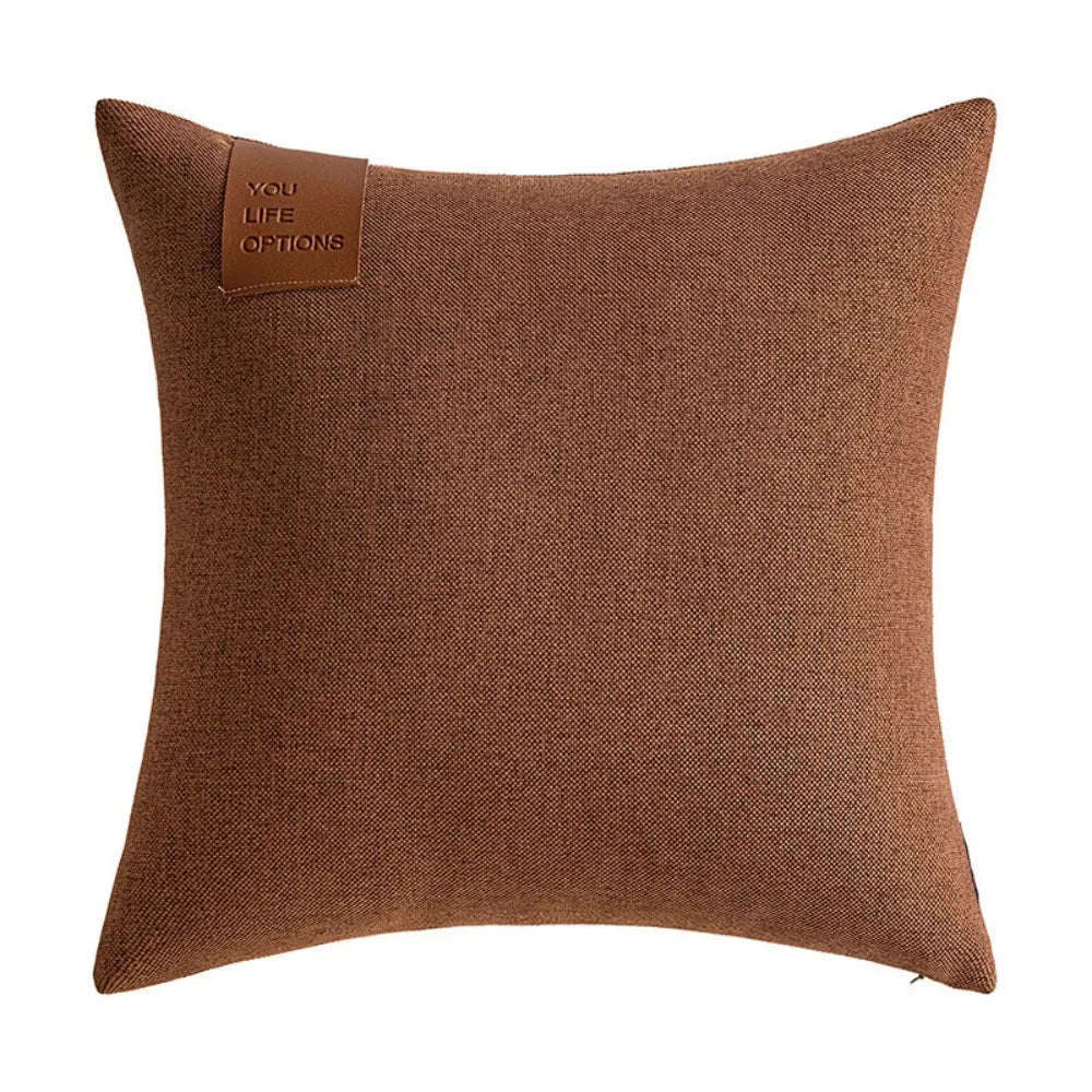 housse coussin moderne géométrique bleu marine marron gris 40x40 50x50 cm polyester coton