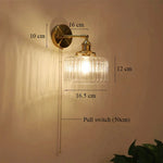 lampe murale or transparent moderne interrupteur rayures horizontales verre chambre cuisine étude