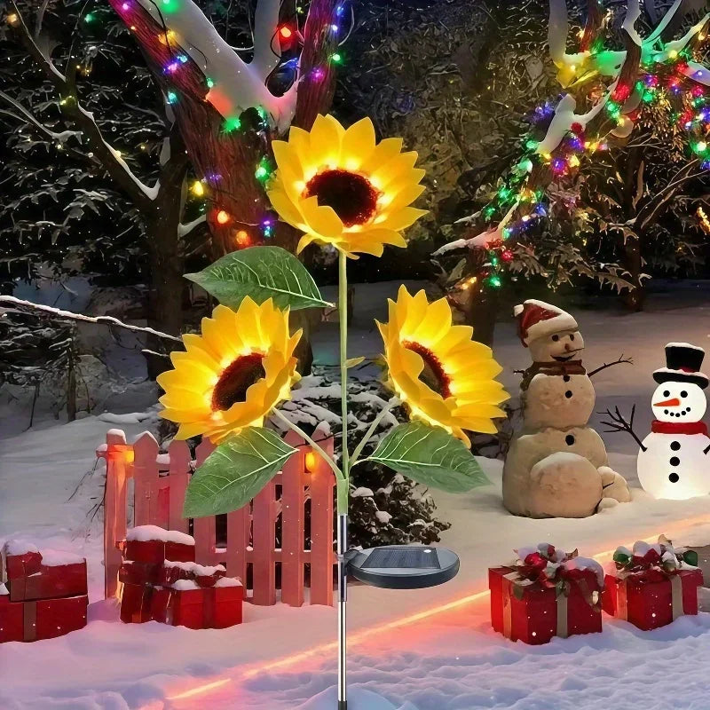 fleur artificielle solaire jaune moderne décoration extérieure pelouse lumineuse led piquet métallique fixe