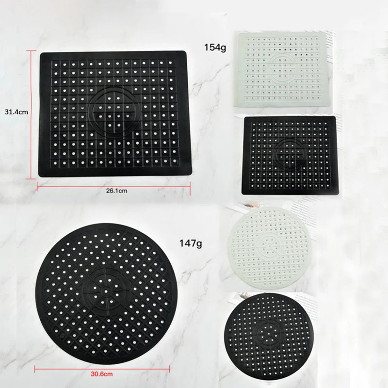 tapis cuisine moderne noir blanc perforé antidérapant silicone rond carré respectueux environnement