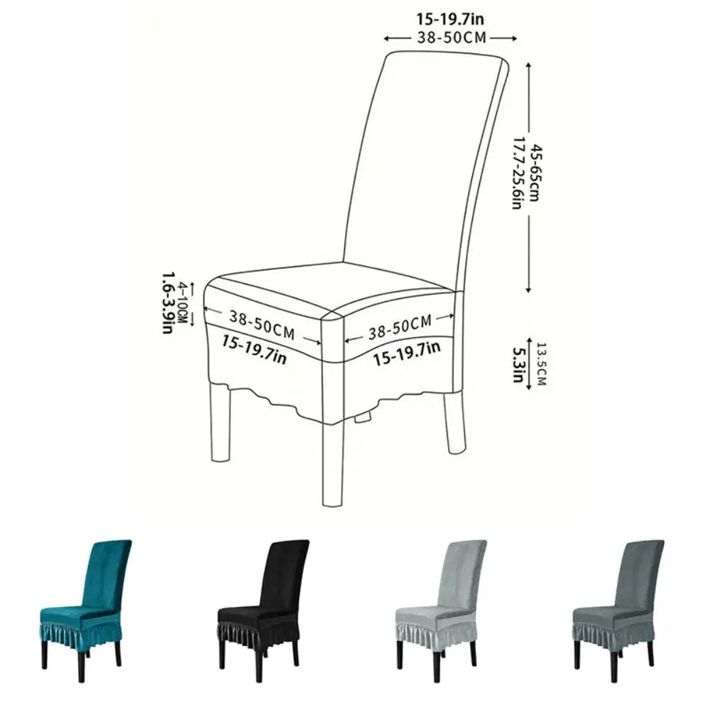 Housse chaise velours coton polyester noir gris classique anti poussière mariage banquete