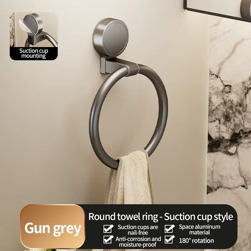 porte serviettes mural gris lisse adhésif moderne salle bain organisateur fixe serviettes