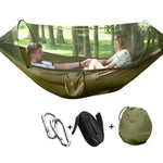 hamac vert olive pratique moustiquaire cordelettes carabiners sac rangementextérieur léger camping