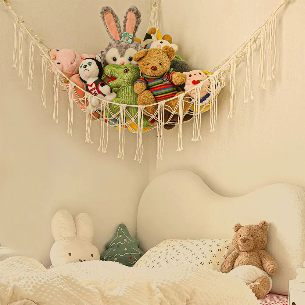 hamac suspendu filet franges boho moderne peluches rose blanc gris bleu violet respectueux environnement
