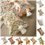 Sac mouchoirs vintage floral orange blanc bleu tassel boho chic decoration reusable