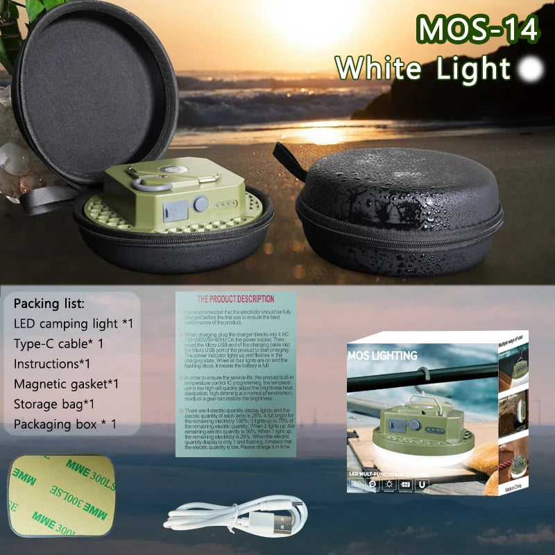 lampe camping vert olive aimantée rechargeable led moderne portative usb