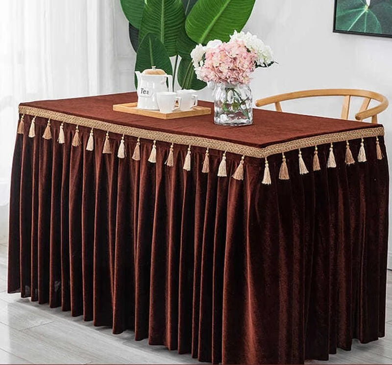 jupe table velours rouge blanc vert foncé gris violet classique réutilisable maison mariage banquet