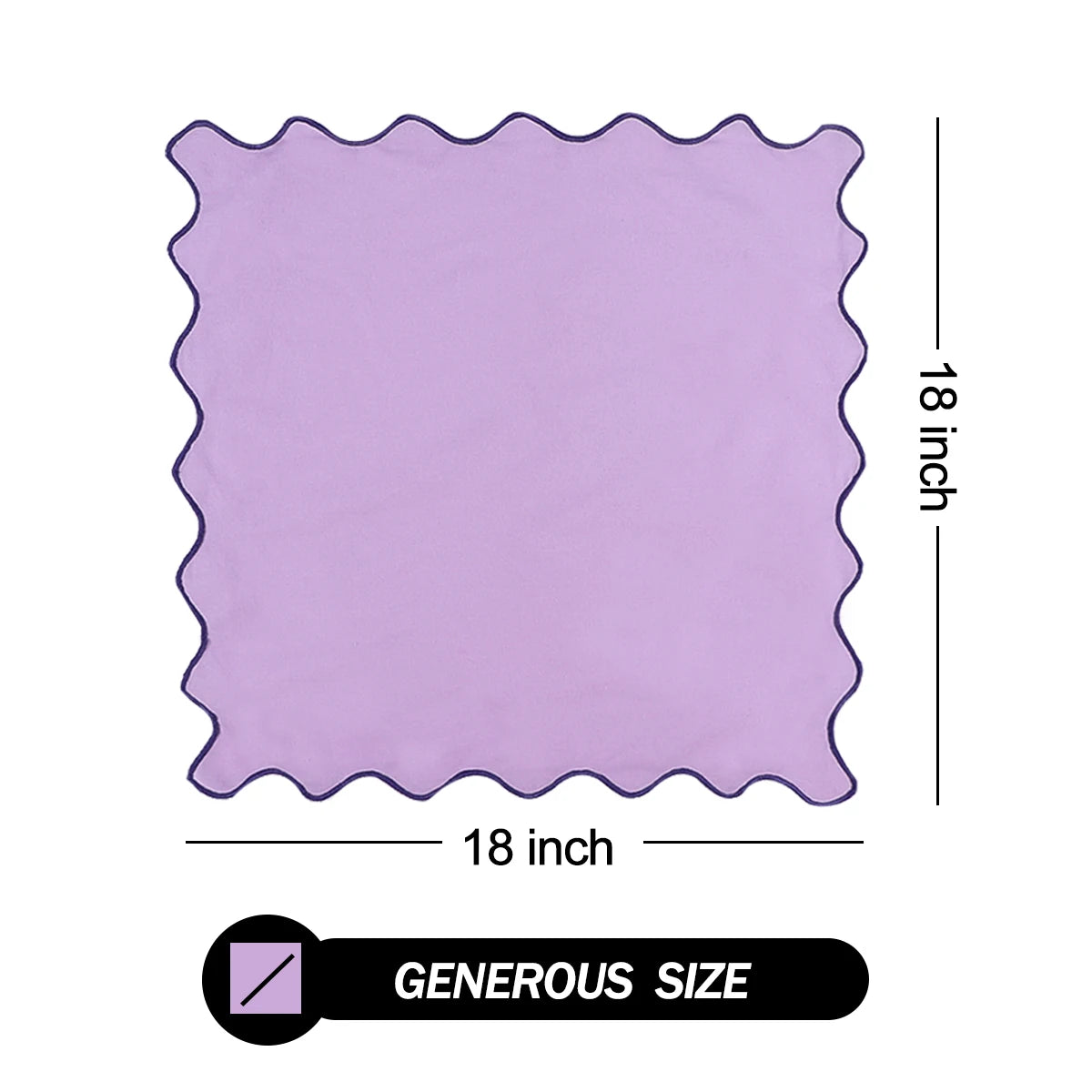 serviette violet bordures ondulées moderne 18x18 pouces table mariage festive lavable coton lin