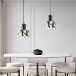 lampe suspendue marbre noir blanc moderne salon chambre gris ledflux2492000voltage90260