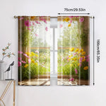 rideau fleuri multicolore semi transparent moderne polyester pièces decoration festive