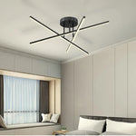 plafonnier moderne minimaliste noir doré led barres rectangulaires opaques éclairage salon chambre