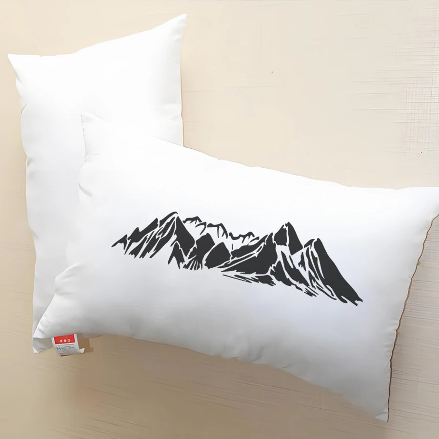 sticker paysage montagne graphique minimaliste adhésif blanc noir décoration mur papier bricolage artístico réutilisable