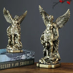 statue saint michaël protection maison résine bronze doré religieux classique decoration autel gift chrétien