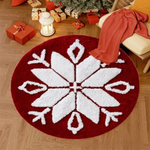 tapis rond flocons neige père noël spirale absorbant eau antidérapant intérieur decoration noel
