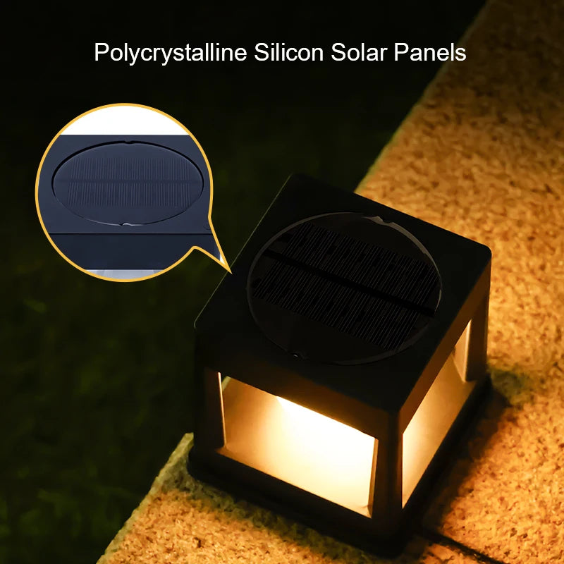 lampe solaire contemporaine noire ip65 plaque sol autonome led enterrée extérieure imperméable