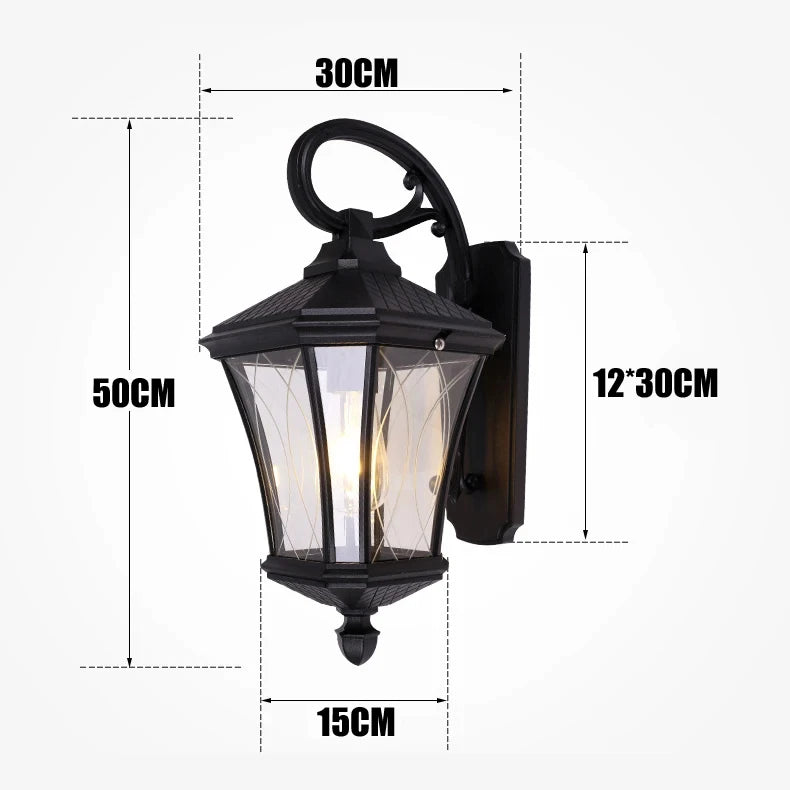 Lampe murale extérieure bronze noir texture bois grillage transparent classique rustique ampoule verre base