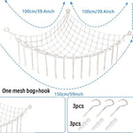sac rangement hamac jouets macramé franges boho salon pliable respectueux environnement