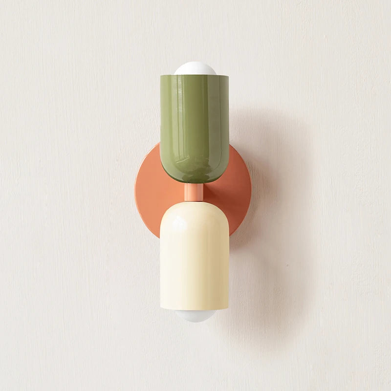applique murale moderne métal vert olive rouge beige orange fixée mur led