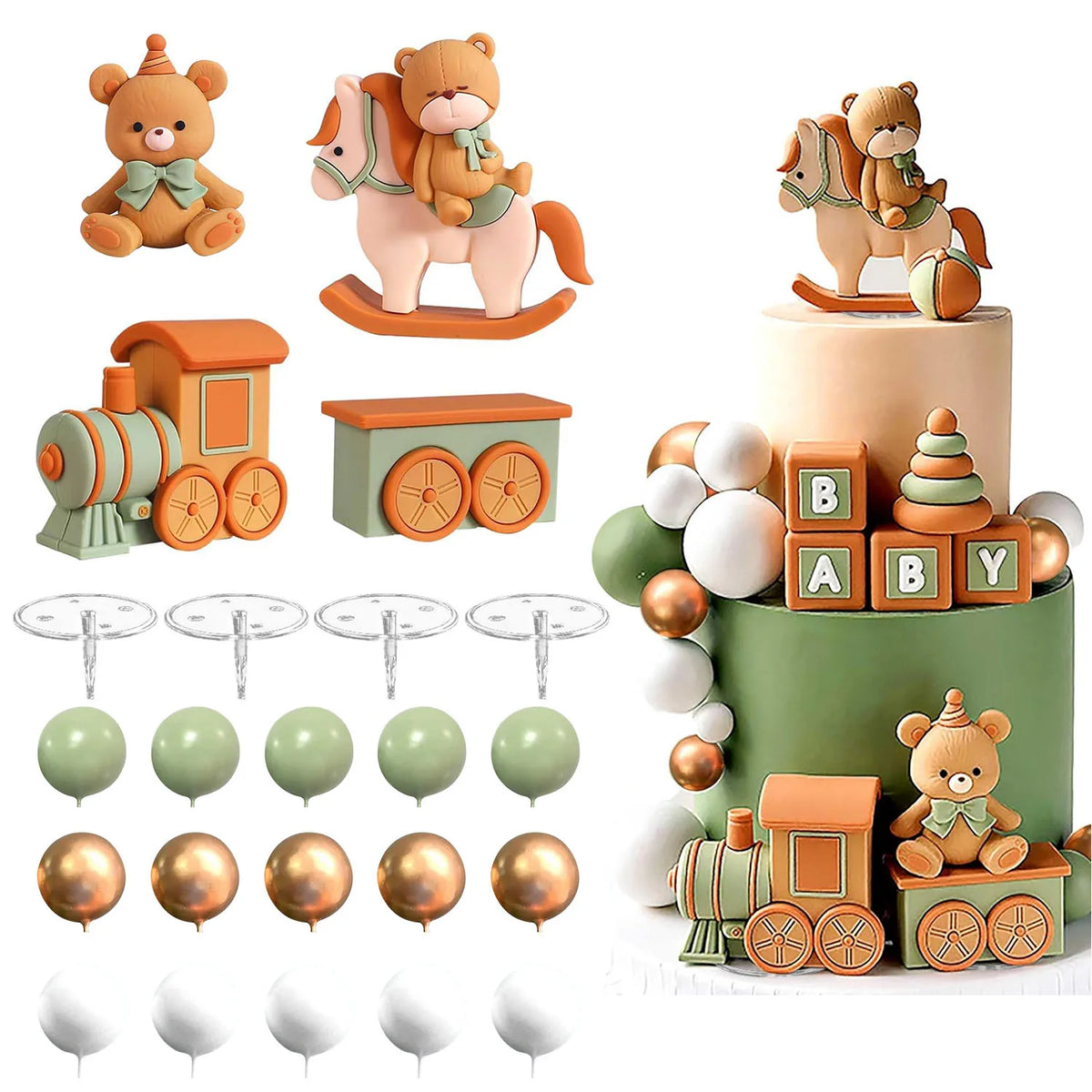 figurines décoratives gâteau ours train cheval ballons clips événements anniversaires fêtes enfants vintage