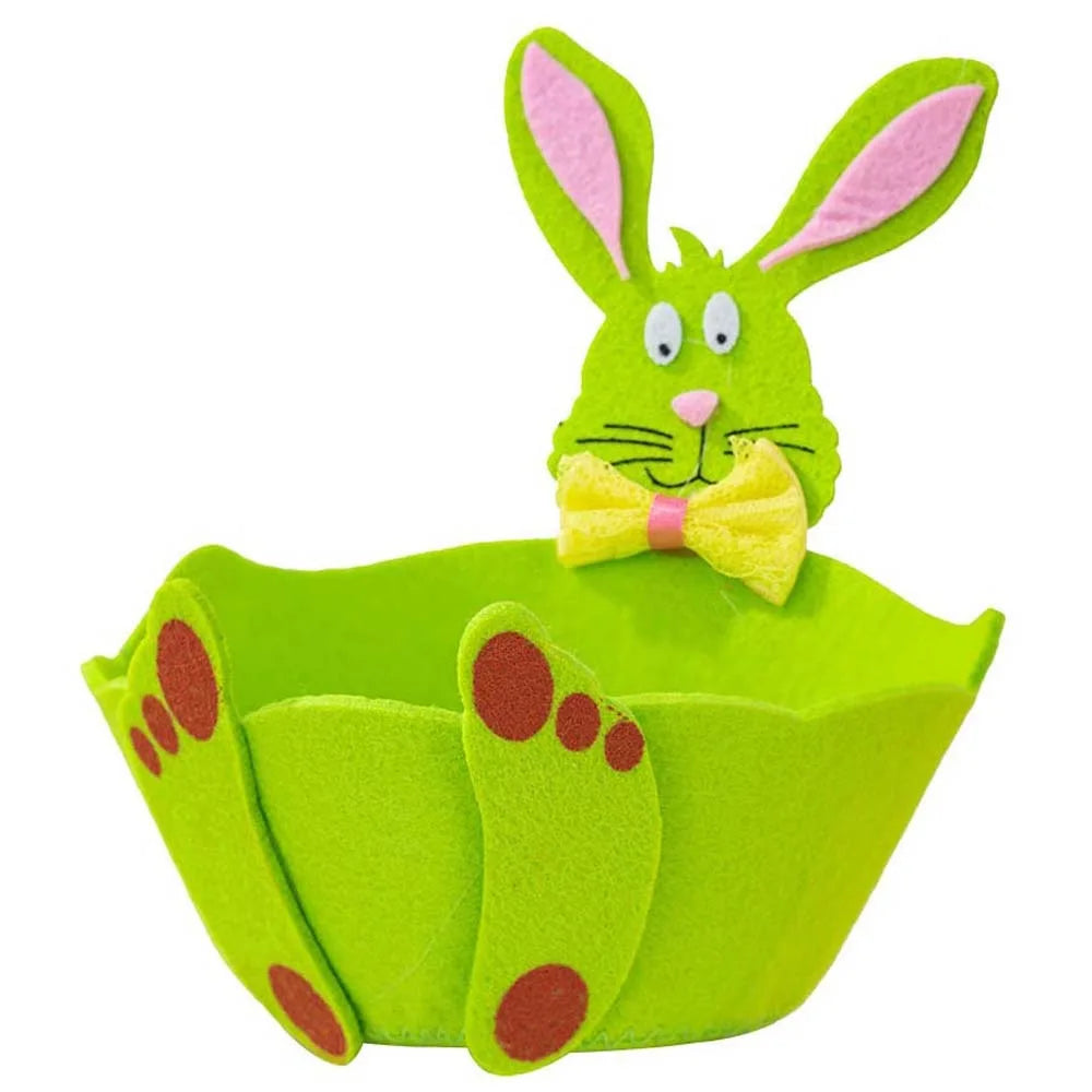 panier feutrine forme lapin deco pâques couleur jaune orange vert enfantin mignon
