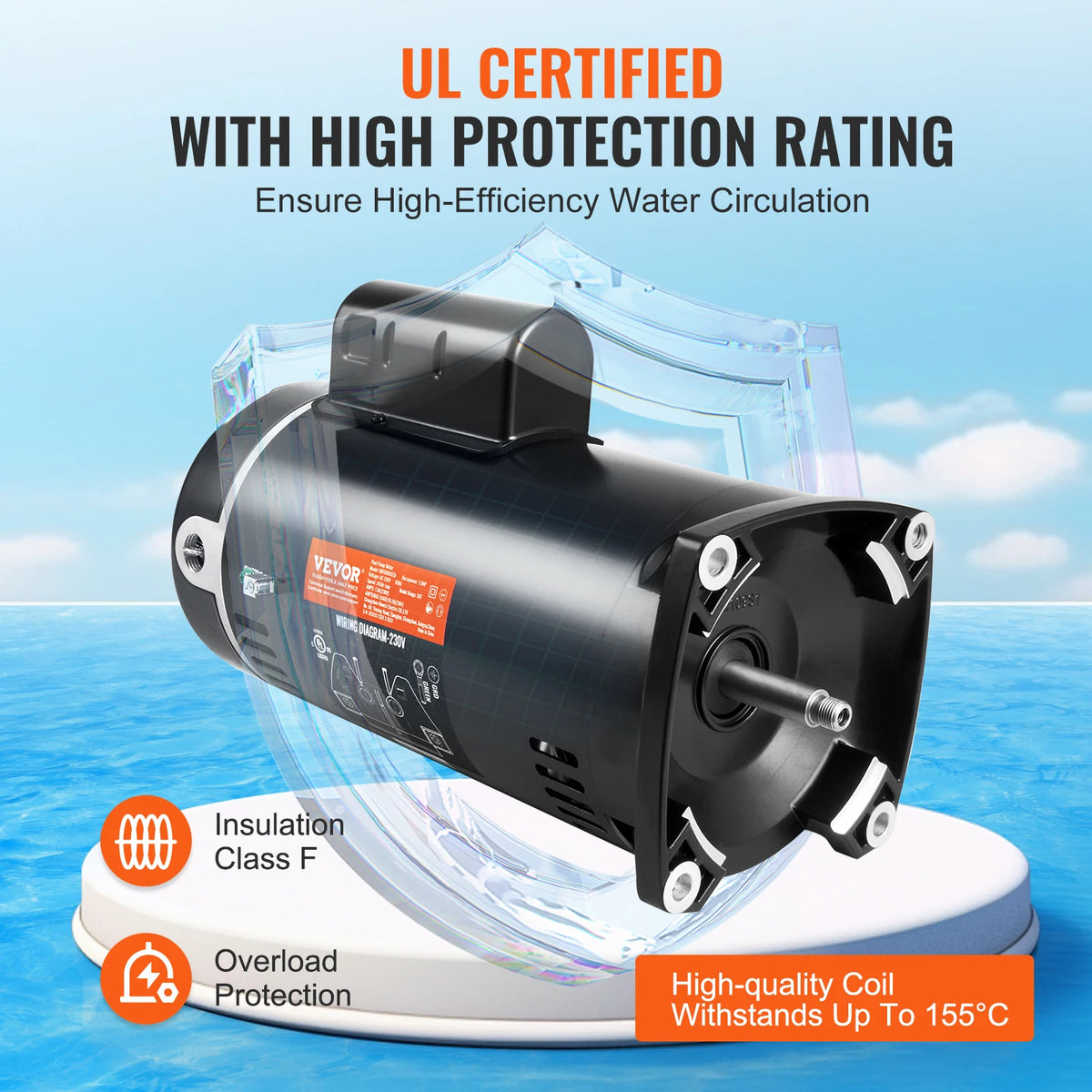 pompe piscine noire industrielle 2hp 230v 60hz 78ampères 3450trmin vis fixation