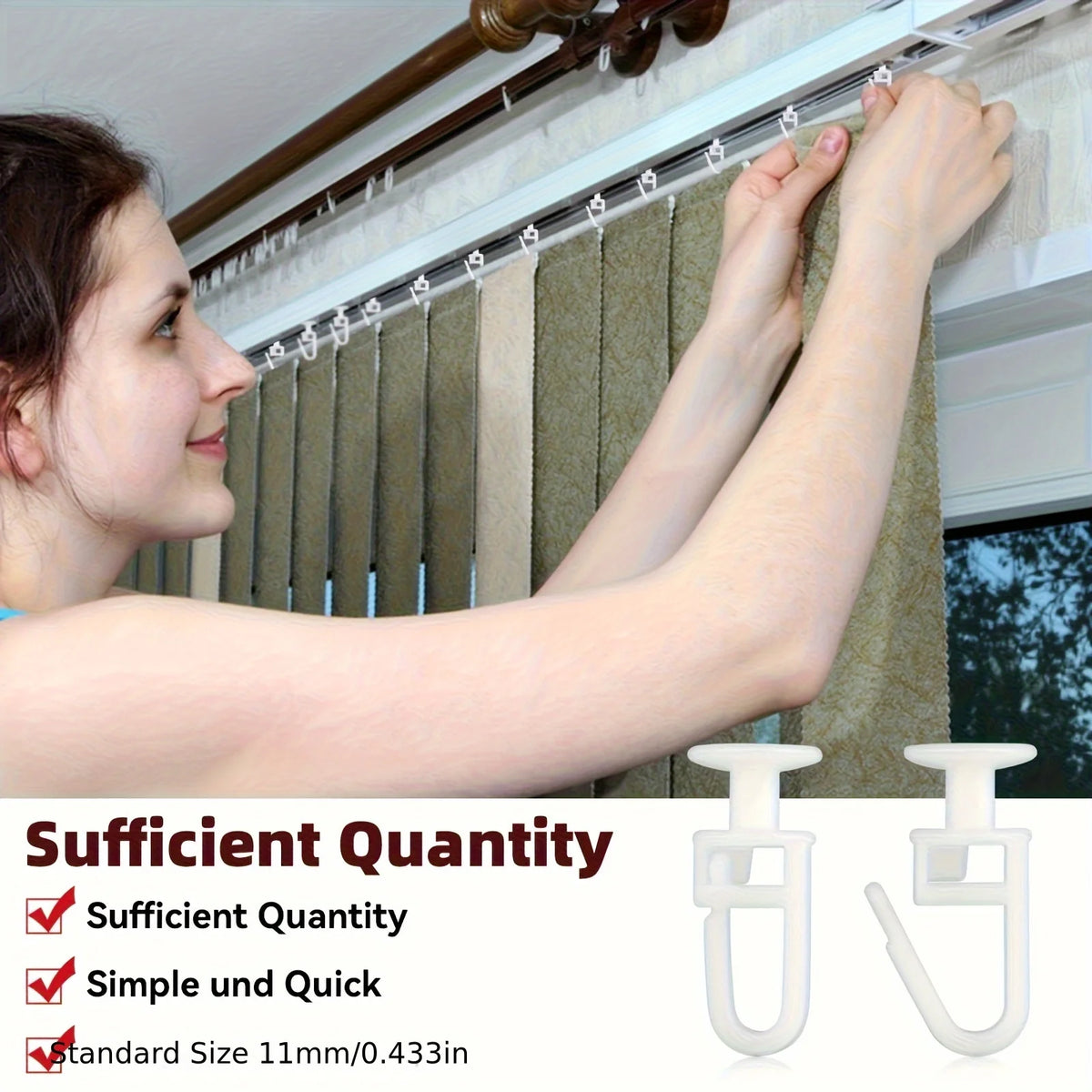 crochets rideau blancs plastique moderne 120 pièces suspension verrouillable pliable chambre bains