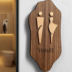 signage toilettes bois moderne silhouettes hommes femmes adhésif wc porte irrégulier