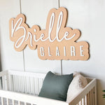 Panneau de nom personnalisé en bois doré pour chambre d'enfant