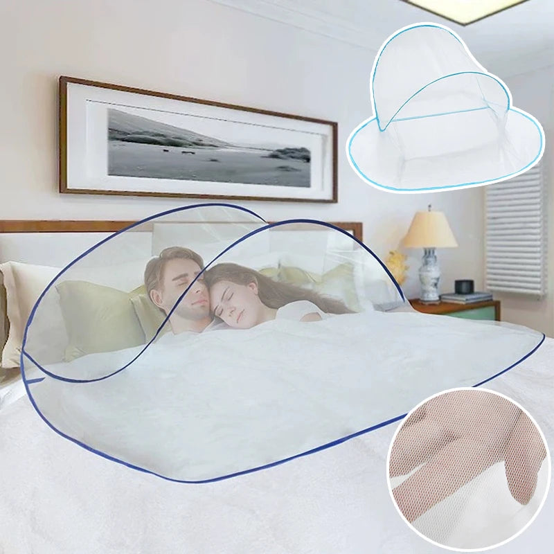 filet anti moustiques moderne blanc bleu pliable adultes usage extérieur intérieur transparent motif géométrique