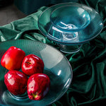assiettes verre rayées vert clair moderne élégantes décoration table grande capacité