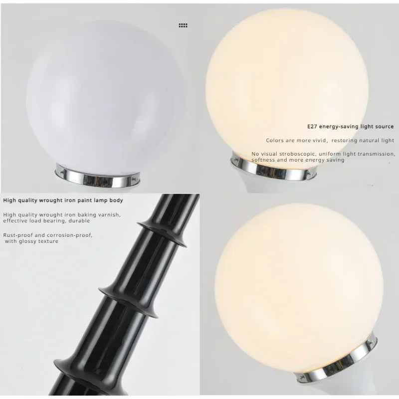lampe sol moderne ampoule led blanc multicolore rayures horizontales interrupteur pied haute qualité