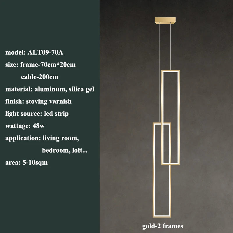 suspension lumineuse moderne rectangle blanc doré lumière chaude neutre led chambre salon